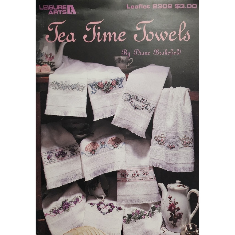 Vintage Tea Time Towels Leisure Arts Leaflet‎ 2302 Cross Stitch Pattern